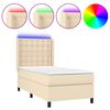 vidaXL Cama box spring colch&oacute;n y luces LED tela crema 90x200 cm