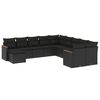 vidaXL Set de sof&aacute;s de jard&iacute;n 11 pzas y cojines rat&aacute;n sint&eacute;tico negro