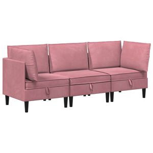 vidaXL Juego de muebles de sal&oacute;n 3 uds. Rosa Terciopelo