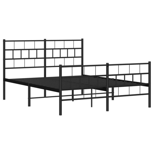 vidaXL Estructura cama sin colch&oacute;n con estribo metal negro 140x200 cm