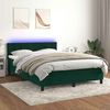 vidaXL Cama box spring colch&oacute;n y LED terciopelo verde oscuro 140x190cm
