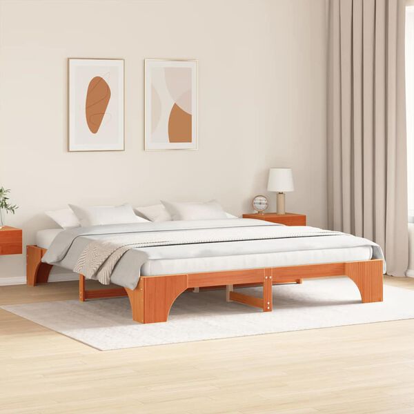 vidaXL Estructura de cama Marrón cera 180 x 200 cm