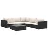 vidaXL Set muebles de jard&iacute;n 6 piezas y cojines rat&aacute;n sint&eacute;tico negro