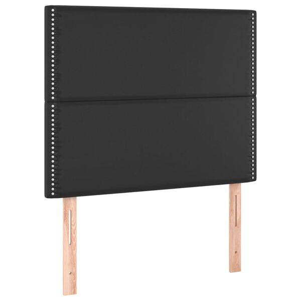 vidaXL Cabecero con luces LED cuero sintético negro 100x5x118/128 cm