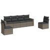 vidaXL Set de muebles de jard&iacute;n 6 pzas y cojines rat&aacute;n sint&eacute;tico gris