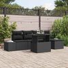vidaXL Conjunto de sof&aacute; de jard&iacute;n 6 pcs Negro rat&aacute;n sint&eacute;tico