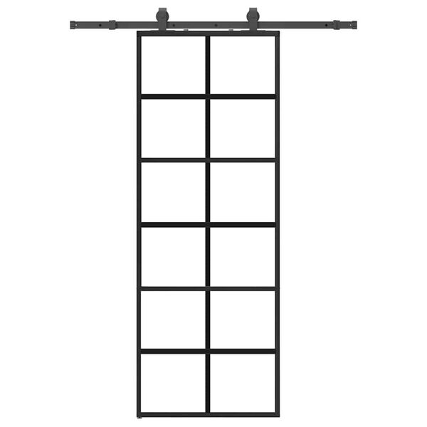 vidaXL Puerta corredera con juego herrajes negro 76x205 cm ESG vidrio