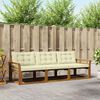vidaXL Conjunto de sof&aacute;s de exterior con coj&iacute;n 3 pcs Natural y Crema