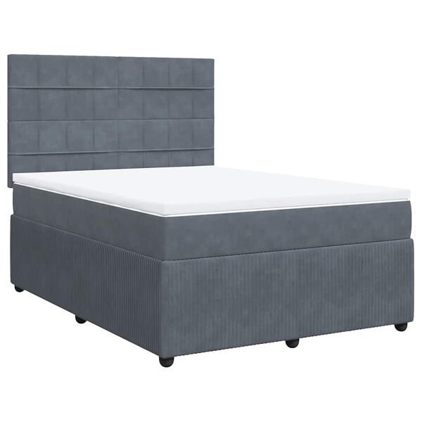 vidaXL Cama box spring con colch&oacute;n terciopelo gris oscuro 140x200 cm
