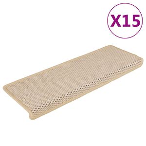 vidaXL Alfombrilla autoadhesiva escalera sisal 15 uds Berber 65x21x4 cm