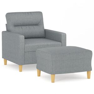 vidaXL Sill&oacute;n con taburete tela gris claro 60 cm