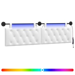 vidaXL Cabecero colgante Con luz LED Blanco Tela