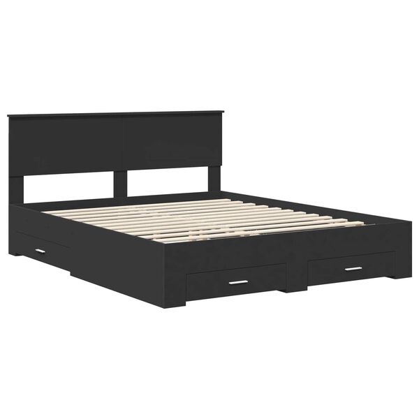 vidaXL Estructura de cama Negro 160 x 200 cm Madera de ingenier&iacute;a