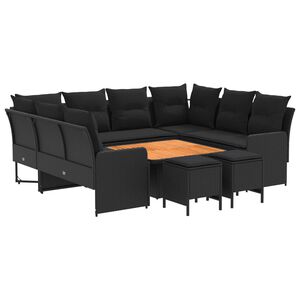 vidaXL Juegos de muebles 8 uds. Negro Rat&aacute;n sint&eacute;tico