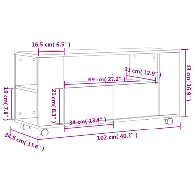 vidaXL Mueble para TV madera de ingeniería roble Sonoma 102x34,5x43 cm