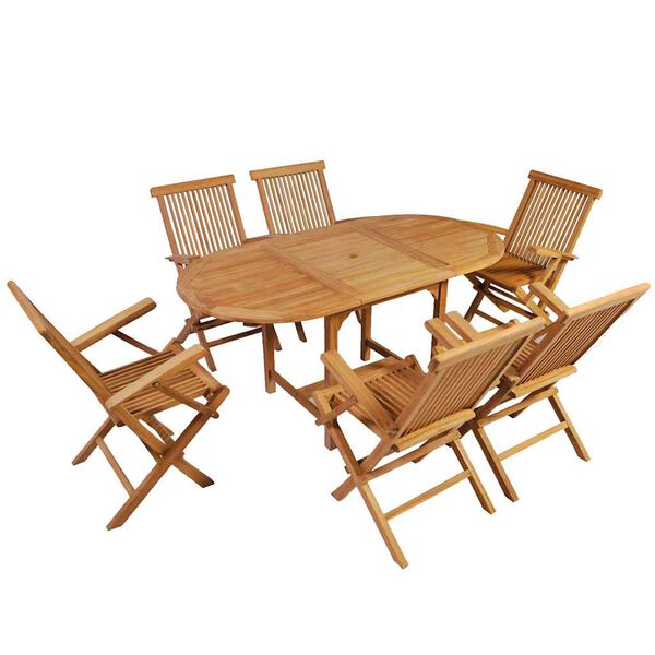 vidaXL Set de comedor de jard&iacute;n 7 piezas de madera maciza de teca