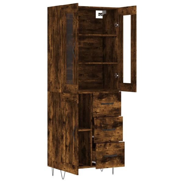 vidaXL Aparador alto madera contrachapada roble ahumado 69,5x34x180 cm