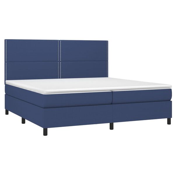 vidaXL Cama box spring con colch&oacute;n tela azul 200x200 cm