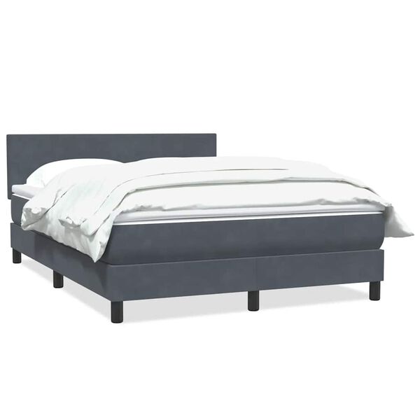 vidaXL Cama box spring con colch&oacute;n terciopelo gris oscuro 140x210 cm