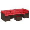 vidaXL Conjunto de sof&aacute; de jard&iacute;n 8 uds. Beige y Rojo rat&aacute;n sint&eacute;tico