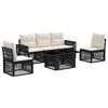 vidaXL Conjunto de sof&aacute;s de jard&iacute;n 6 uds. Negro y Blanco Crema
