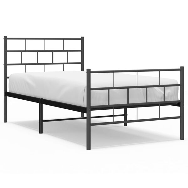 vidaXL Estructura cama sin colch&oacute;n con estribo metal negro 90x200 cm