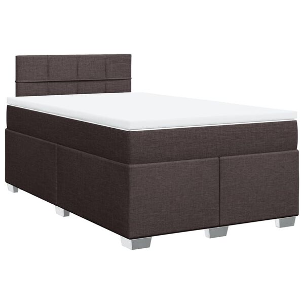 vidaXL Cama box spring con colch&oacute;n tela marr&oacute;n oscuro 120x190 cm