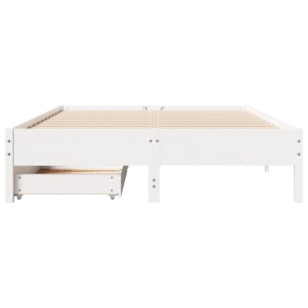 vidaXL Estructura de cama sin colch&oacute;n madera de pino blanca 140x190 cm