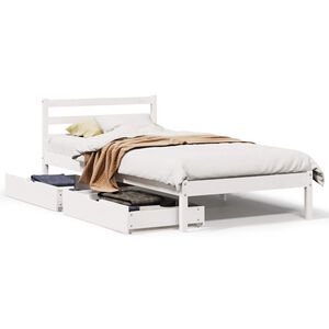 vidaXL Estructura de cama sin colch&oacute;n madera maciza blanca 75x190 cm
