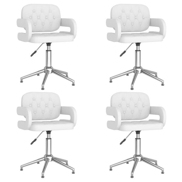 vidaXL Sillas de comedor giratorias 4 unidades cuero sint&eacute;tico blanco