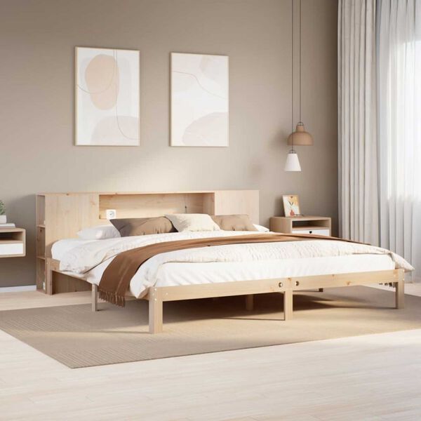 vidaXL Cama con estantería sin colchón madera maciza de pino 200x200cm