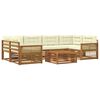 vidaXL Conjunto de sof&aacute;s de exterior con coj&iacute;n 7 pcs Natural y Crema