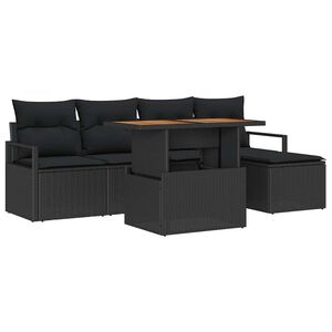 vidaXL Conjunto de Comedor de Jard&iacute;n con coj&iacute;n 6 pcs Negro y Marr&oacute;n