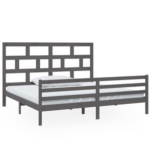 vidaXL Estructura de cama de madera maciza de pino gris 200x200 cm