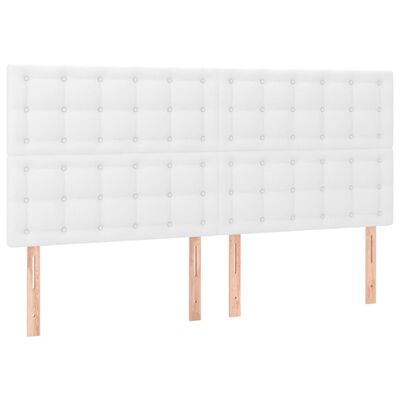 vidaXL Estructura de cama cabecero cuero sintético blanco 160x200 cm