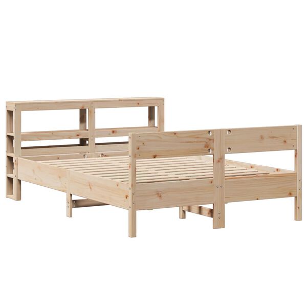 vidaXL Estructura de cama sin colch&oacute;n madera maciza de pino 135x190 cm