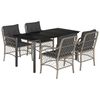 vidaXL Set comedor de jard&iacute;n 5 pzas cojines rat&aacute;n sint&eacute;tico gris claro