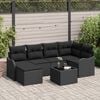 vidaXL Conjunto de sofá de jardín con cojín 7 pcs Negro Poliratán