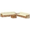 vidaXL Conjunto de sof&aacute;s de exterior con coj&iacute;n 9 pcs Natural y Crema