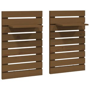 vidaXL Estantes mesitas pared 2 uds madera maciza de pino marr&oacute;n miel