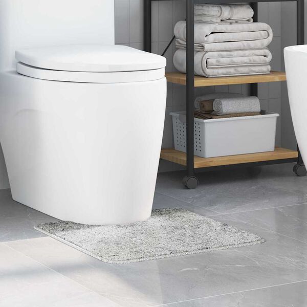vidaXL Alfombra antideslizante para ba&ntilde;o con corte para inodoro Gris