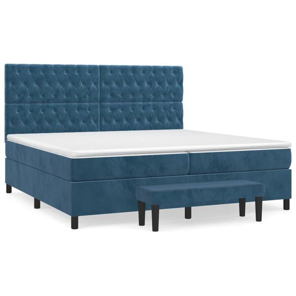 vidaXL Cama box spring con colch&oacute;n terciopelo azul oscuro 200x200 cm