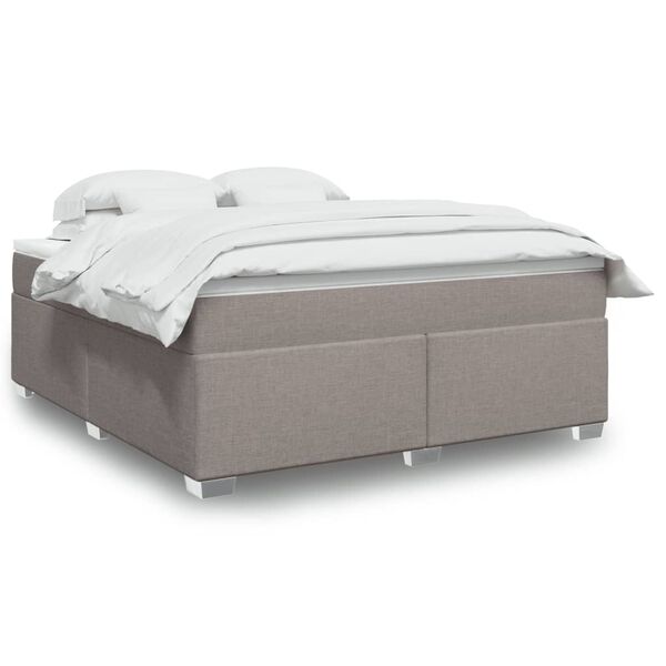vidaXL Cama box spring con colch&oacute;n tela gris taupe 180x200 cm