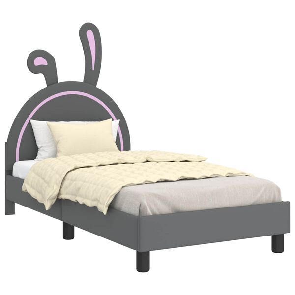vidaXL Cama para ni&ntilde;os con cabecero Gris Claro 80 x 160 cm PU