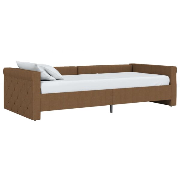 vidaXL Sof&aacute; cama con colch&oacute;n USB de tela marr&oacute;n 90x200 cm