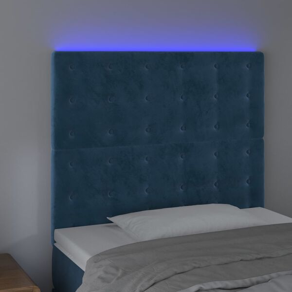 vidaXL Cabecero con luces LED terciopelo azul oscuro 80x5x118/128 cm