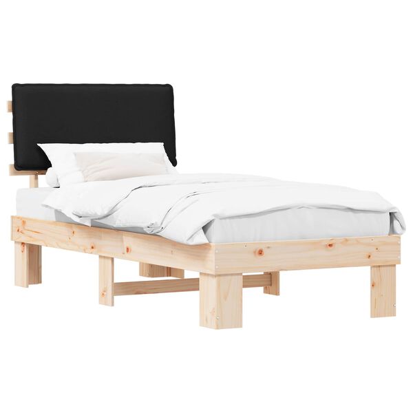 vidaXL Estructura de Cama con Cabecera Tapizada Negro 90 x 190 cm