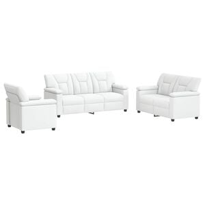 vidaXL Juego de Sof&aacute; 3 pcs Blanco Cuero sint&eacute;tico