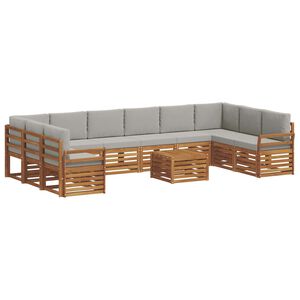 vidaXL Conjunto de sof&aacute;s de exterior 11 pcs Gris Natural y Claro