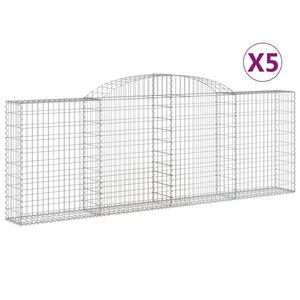 vidaXL Cestas de gaviones 5 uds forma de arco hierro 300x30x100/120 cm